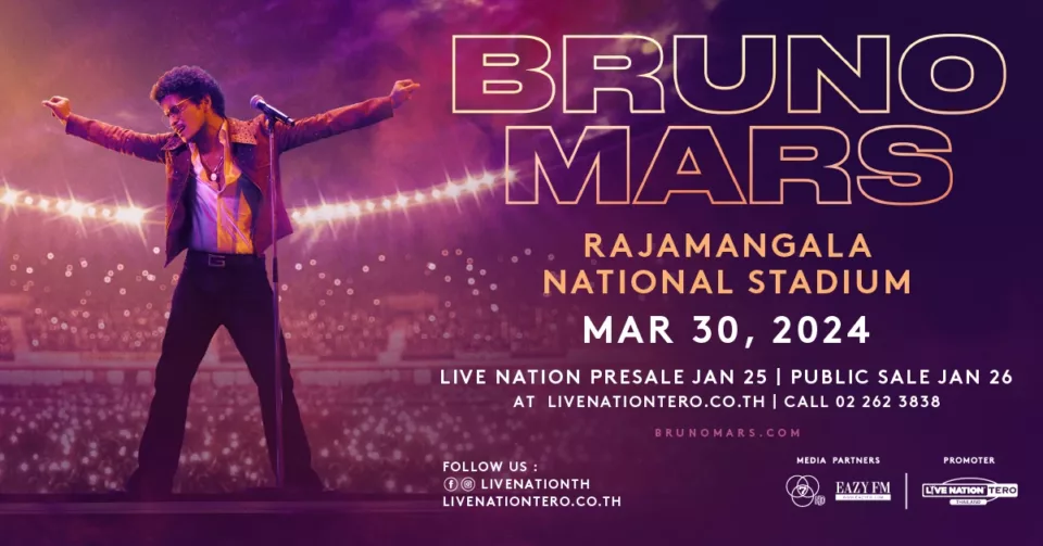 Bruno Mars Set to Make Bangkok Groove in March 2024, First Time In Six